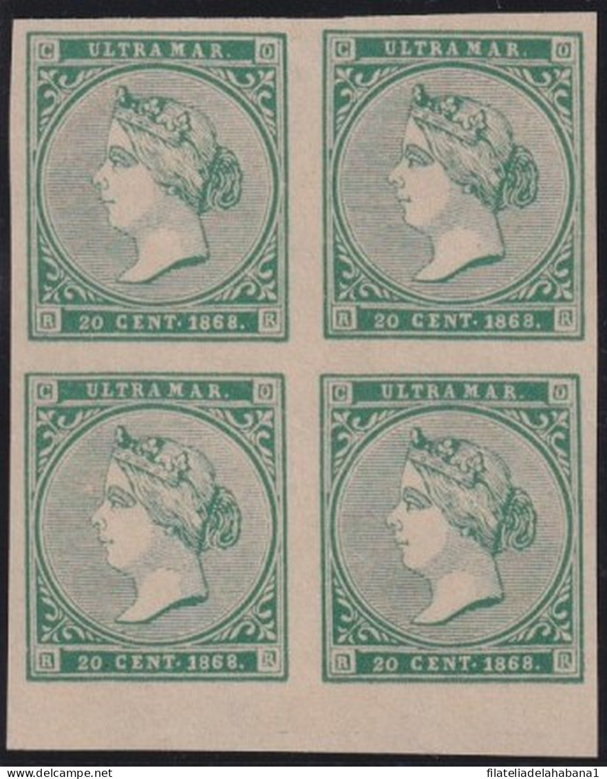 1868-125 CUBA SPAIN ESPAÑA 1868 ISABEL II 20c SEGUI FORGERY FALSO PARA ESTUDIO. - Prephilately