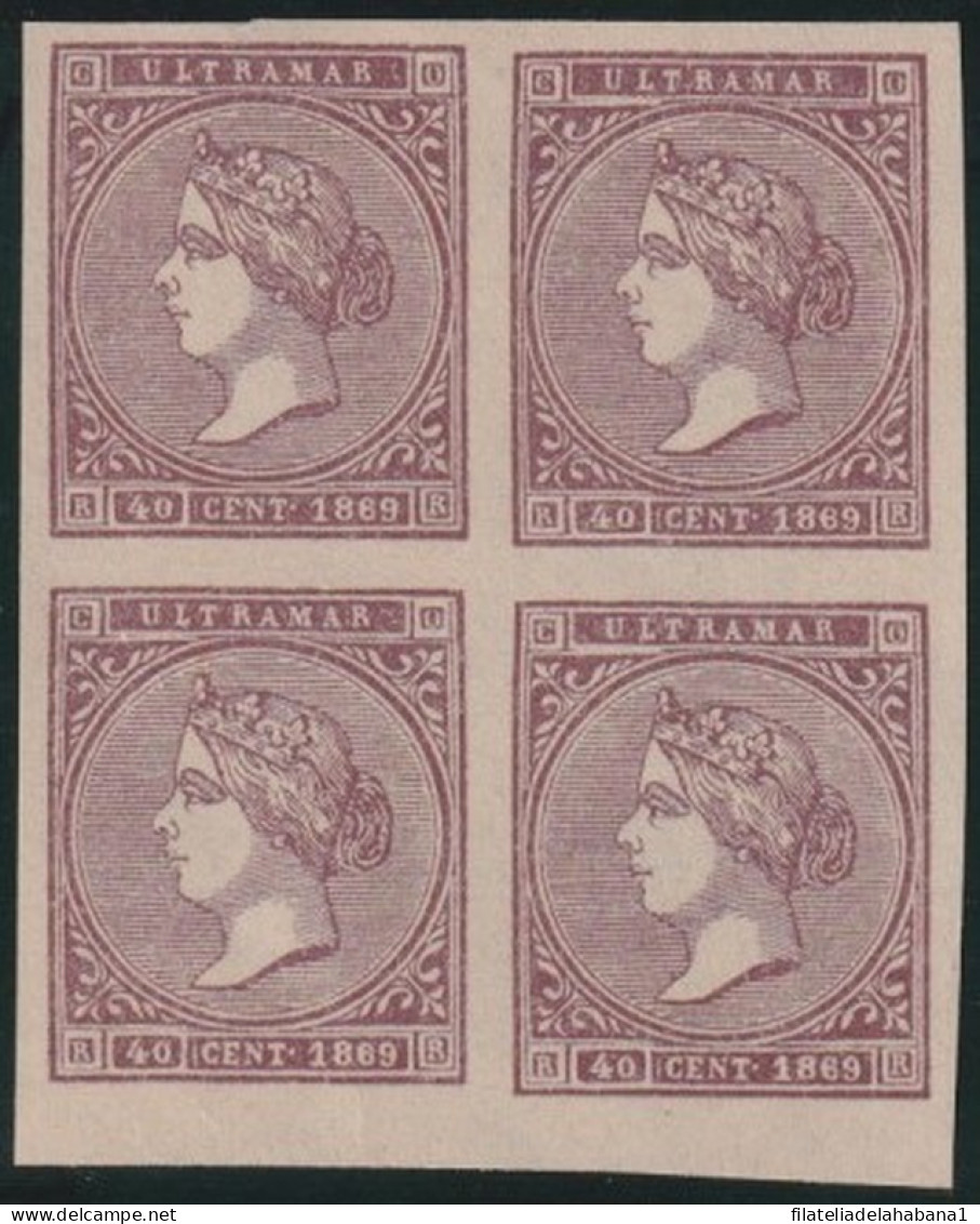 1869-124 CUBA SPAIN ESPAÑA 1869 ISABEL II 40c SEGUI FORGERY FALSO PARA ESTUDIO. - Prephilately