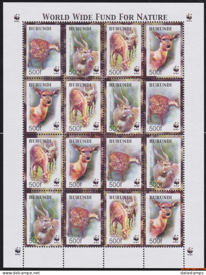 Burundi 2004 - Mi:1867/1870, Yv:1078/1081, Sheet - XX - Wwf Swamp Antelope - Ongebruikt