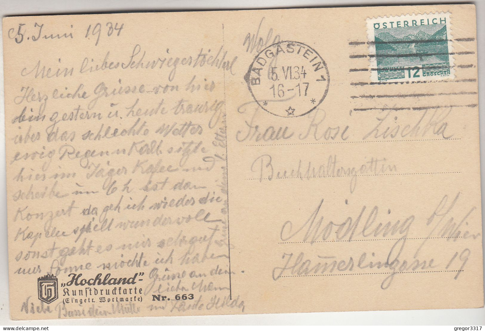 C6072) BÖCKSTEIN - Schöne Alte AK - 5.06.1934 - Böckstein