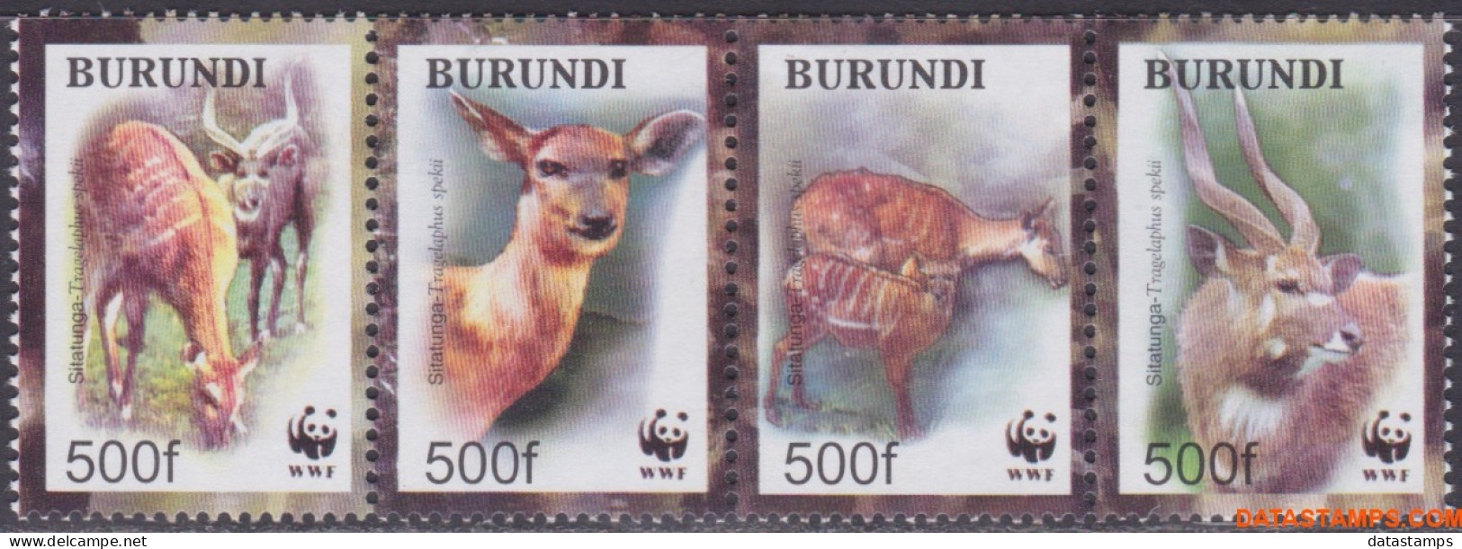 Burundi 2004 - Mi:1867/1870, Yv:1078/1081, Stamp - XX - Wwf Swamp Antelope - Gebruikt