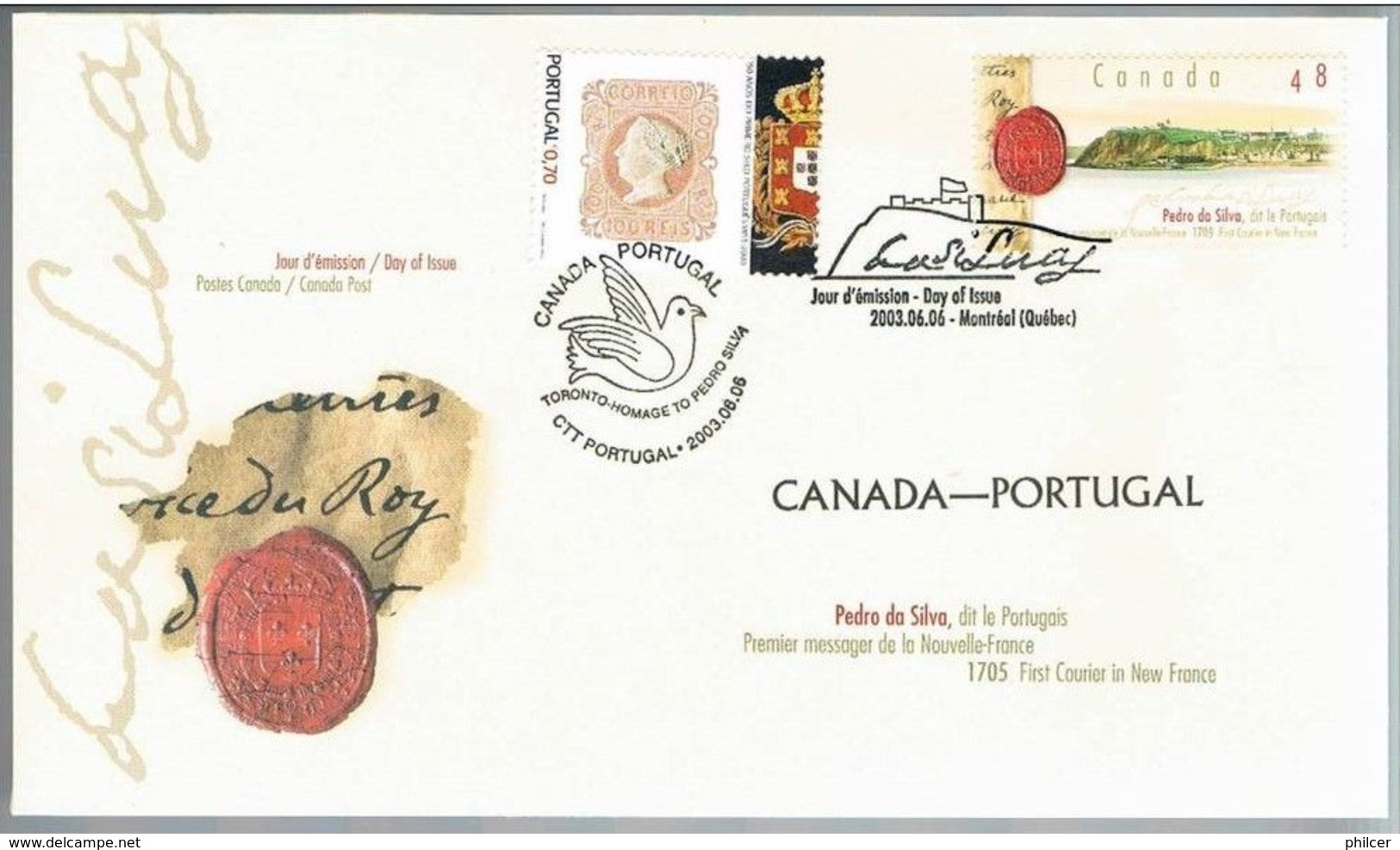 Canadá, Portugal, 2003, FDC Pedro Da Silva - Storia Postale