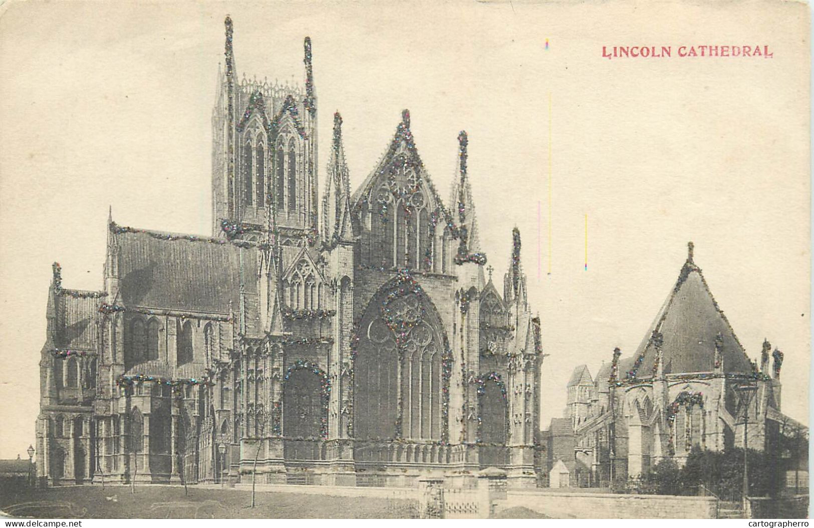 Lincoln Cathedral Glitter Novelty Postcard - Lincoln
