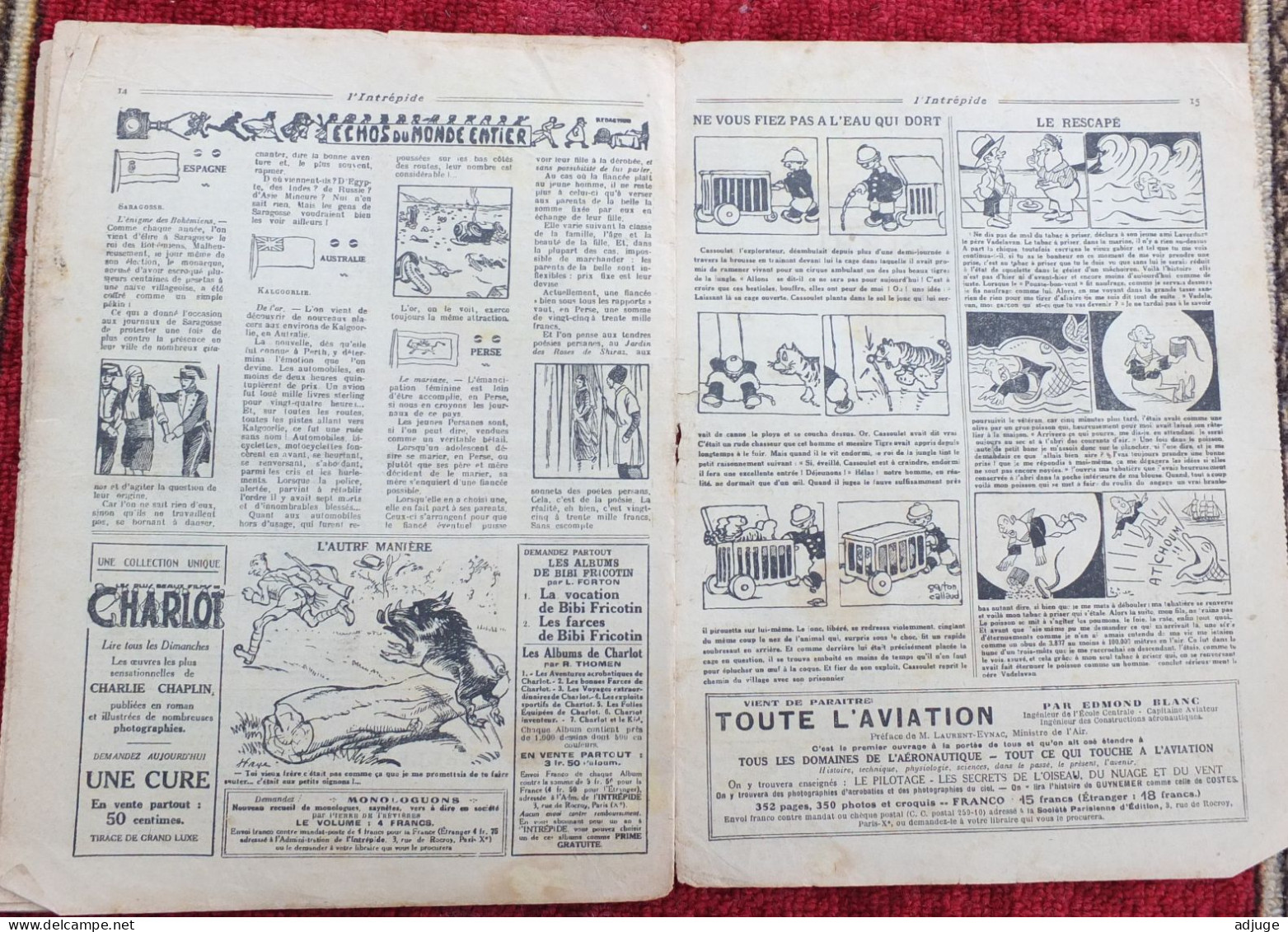 L'INTRÉPIDE -  N° 1027 - 27 Avril 1930- AVENTURES- SPORTS-VOYAGES - Le Mystère Du Cirque Du Dragon * 6 Scans** - L'Intrépide