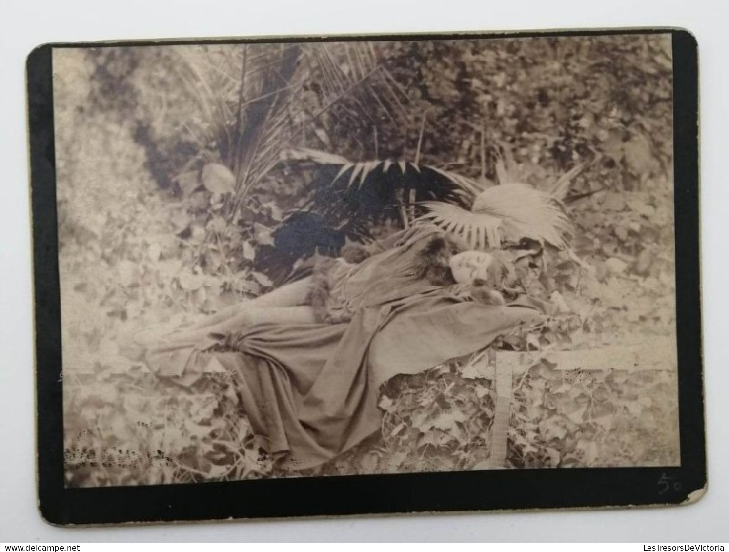 Photographie - Nouvelle Calédonie - Jeune Fille Allongée  - Guitare - Palmier - Sur Carton - Sin Clasificación