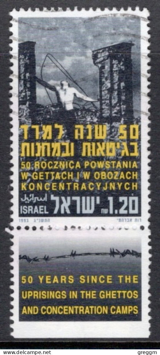 Israel 1993 Single Stamp From The Set Celebrating Warsaw Uprising Joint Issue Poland In Fine Used With Tab - Gebraucht (mit Tabs)