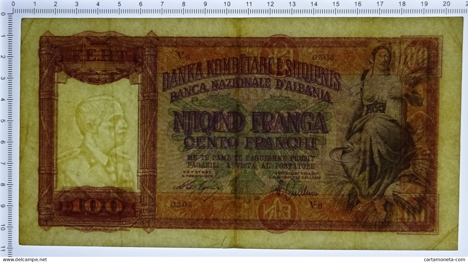 100 FRANCHI REGNO D'ITALIA E A. BANCA NAZIONALE D'ALBANIA GENNAIO 1940 BB/BB+ - Non Classés