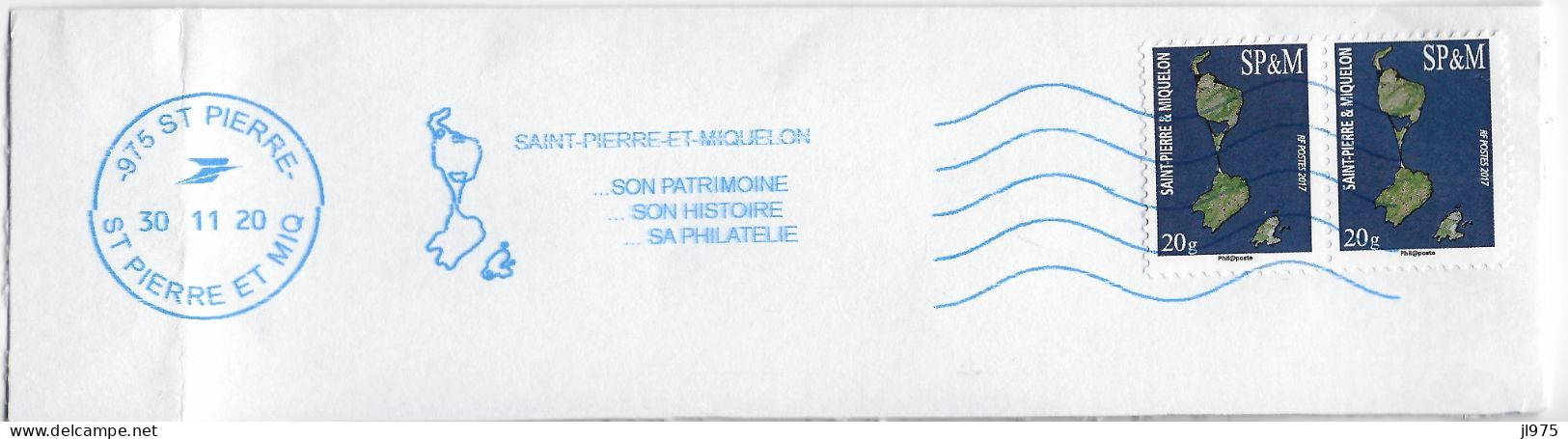 St.Pierre Et Miquelon 2017 PAIRE  Oblitérée " Carte Satellite 20g Bleu " Flamme NEopost St.Pierre 11-2020 . - Usati