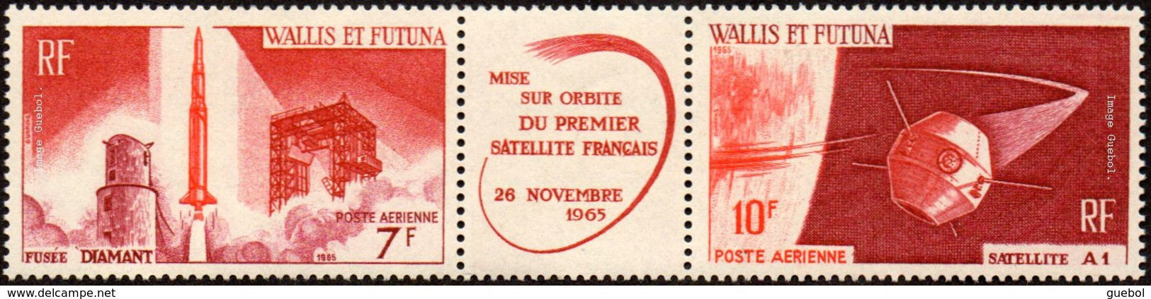 Détail De La Série Du Lancement Du Premier Satellite Français à Hammaguir, Wallis Et Futuna N° PA 25 A ** Espace - 1966 Lancement 1e Satellite Française à Hammaguir