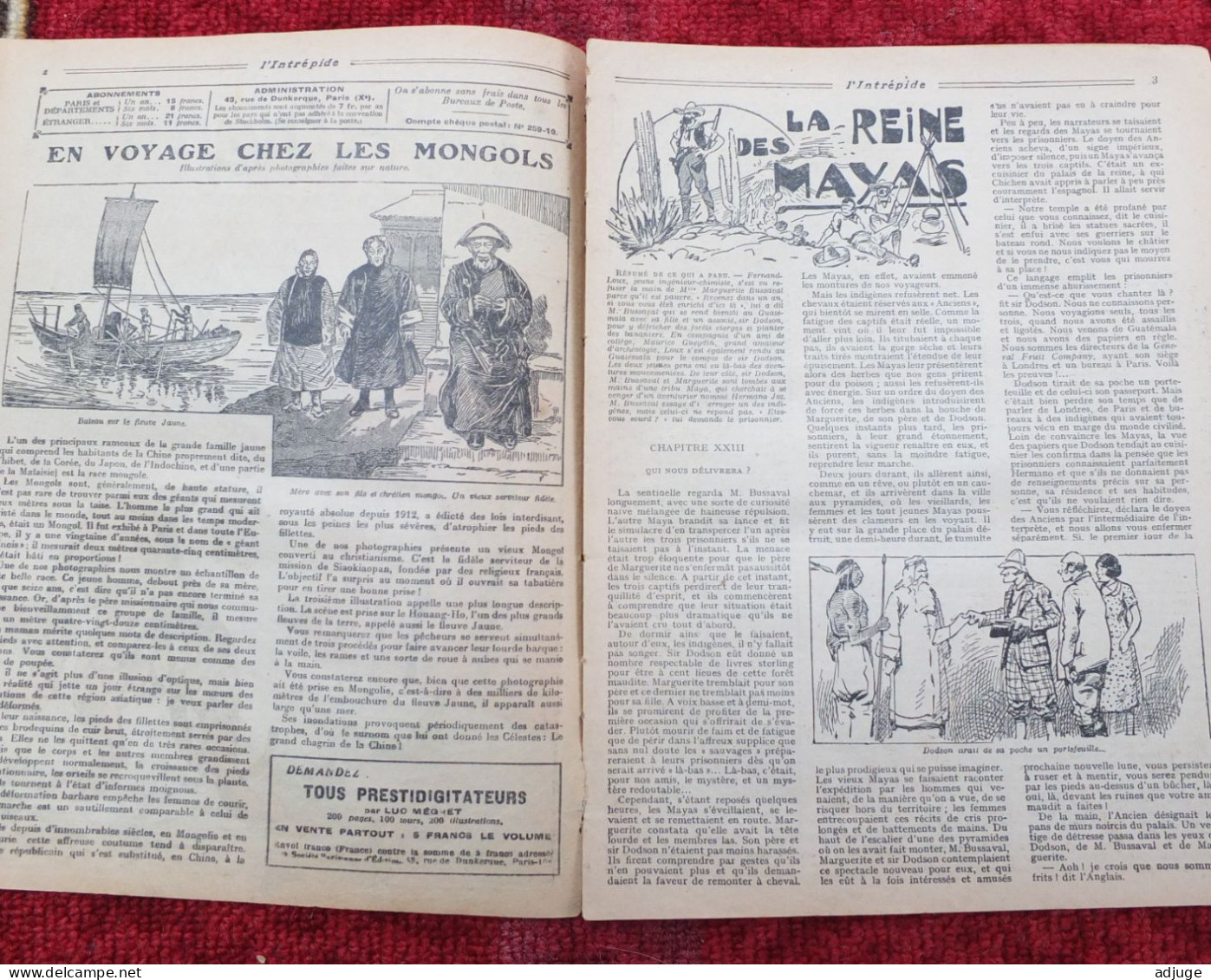 L'INTRÉPIDE -  N° 1211- 5 Novembre 1933* AVENTURES- SPORTS-VOYAGES - Le Rôdeur Des Nuits Sans Lune * 7 Scans** - L'Intrépide