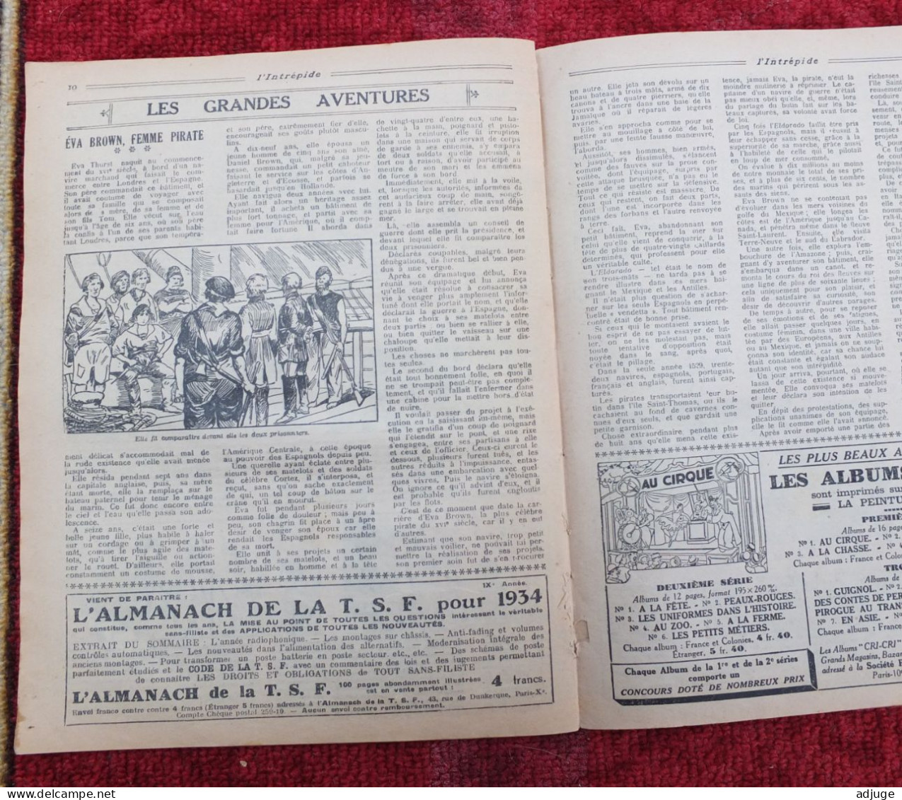 L'INTRÉPIDE -  N° 1211- 5 Novembre 1933* AVENTURES- SPORTS-VOYAGES - Le Rôdeur Des Nuits Sans Lune * 7 Scans** - L'Intrepido