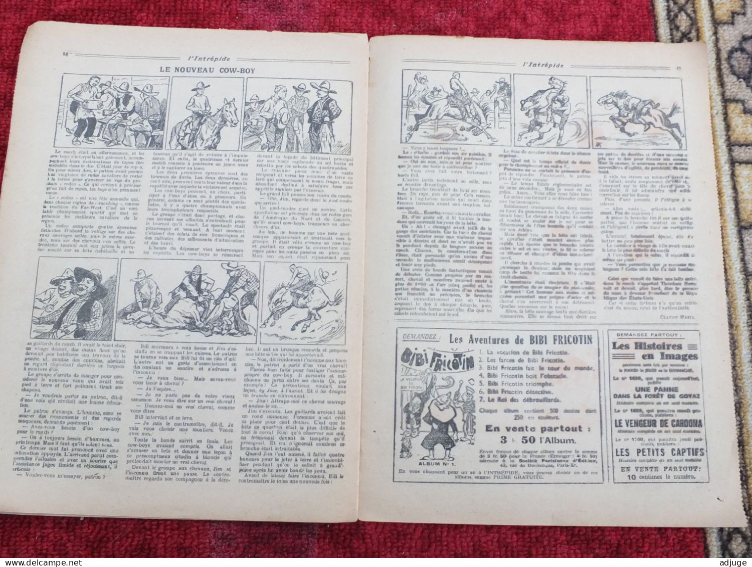 L'INTRÉPIDE -  N° 1335 * 22 Mars 1936 * AVENTURES- SPORTS-VOYAGES -LA CHASSE AUX CABIAIS* 6 Scans* - L'Intrepido