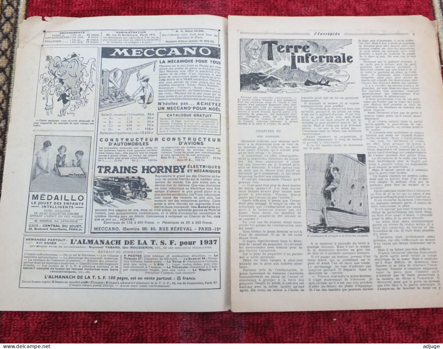 L'INTRÉPIDE -  N° 1372 * 6 Décembre 1936 * AVENTURES- SPORTS-VOYAGES - LE BOUDDHA AUX ÉMERAUDES * 7 Scans* - L'Intrépide