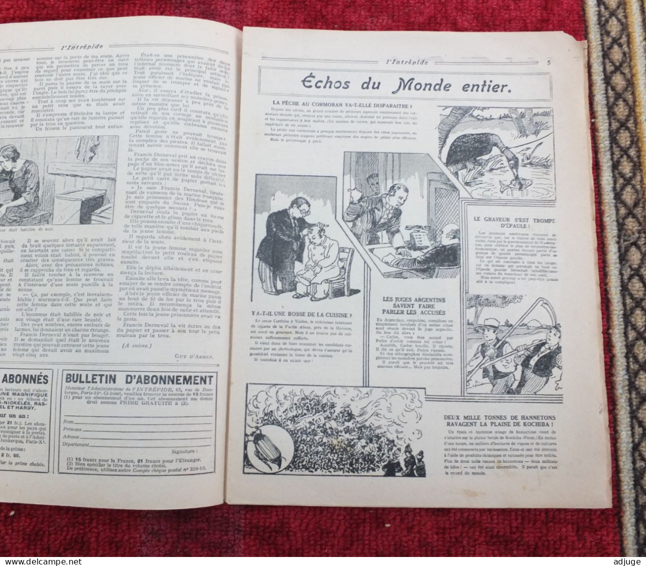 L'INTRÉPIDE -  N° 1372 * 6 Décembre 1936 * AVENTURES- SPORTS-VOYAGES - LE BOUDDHA AUX ÉMERAUDES * 7 Scans* - L'Intrépide