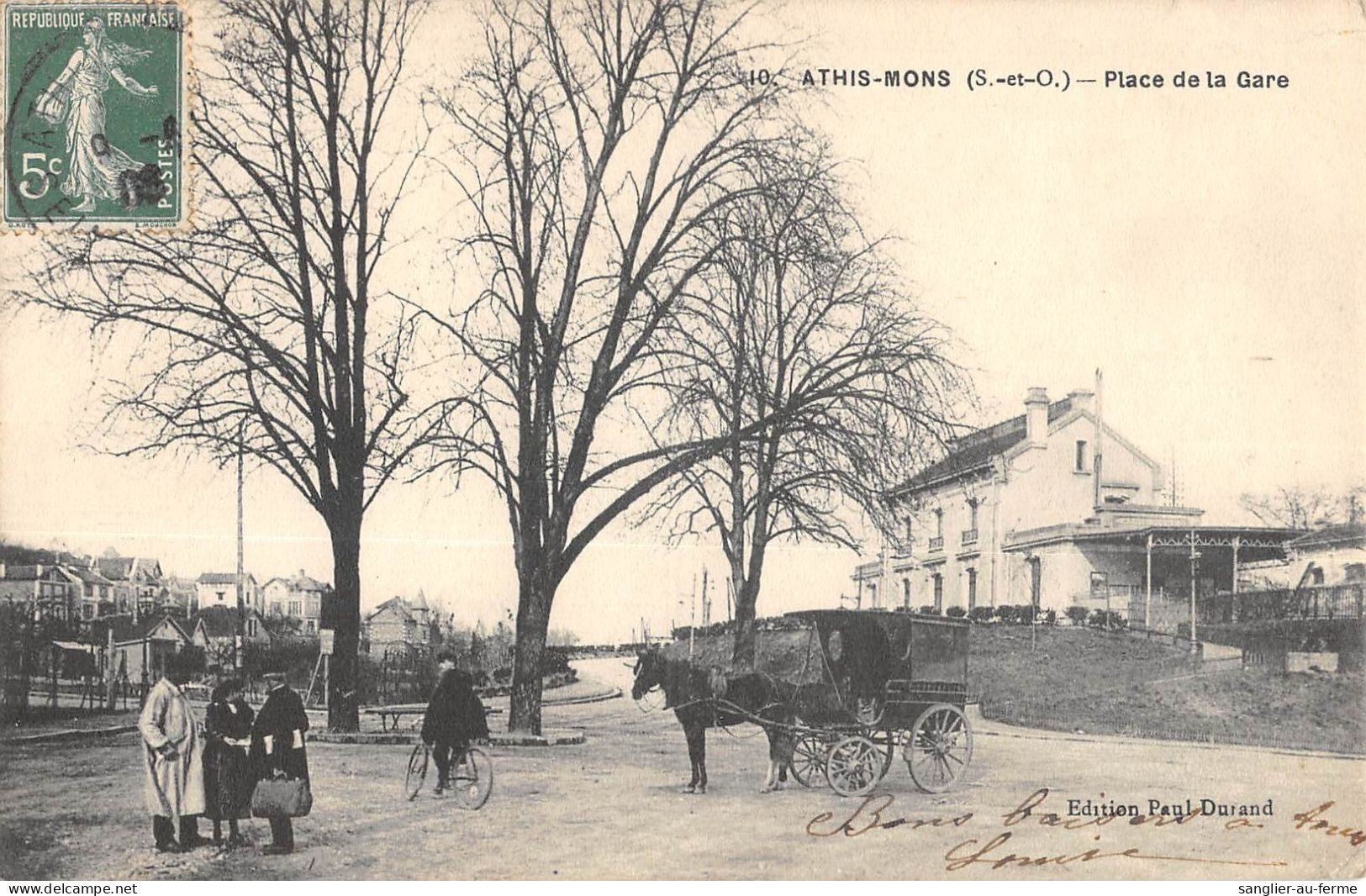 CPA 91 ATHIS MONS / PLACE DE LA GARE / ATTELAGE - Athis Mons