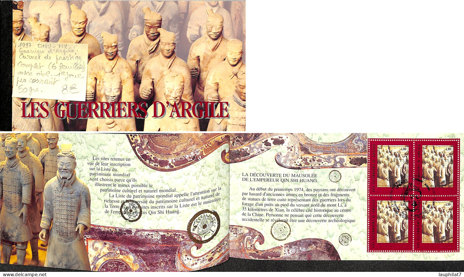 [917090]TB//**/Mnh-Nations Unies 1997 - Guerriers D'Argile, Carnet De Prestige Complet (6 Feuillets) Avec Obl 1er Jour - Covers & Documents