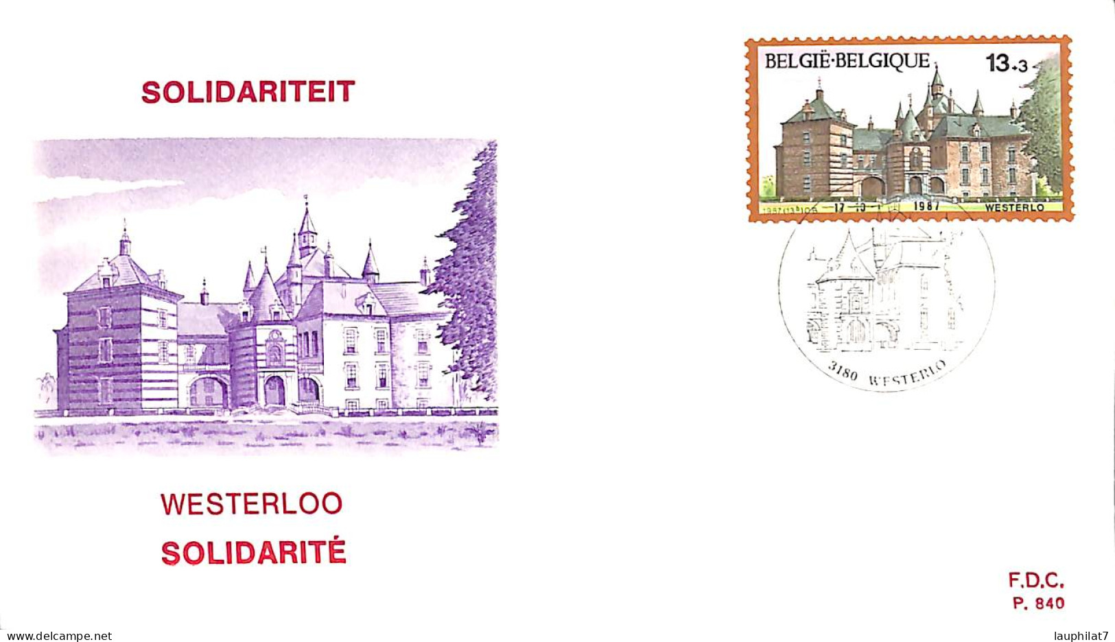 [917588]B/TB//O/Used-Belgique 1987 - 3180 WESTERLO, Solidarité, Châteaux - Châteaux