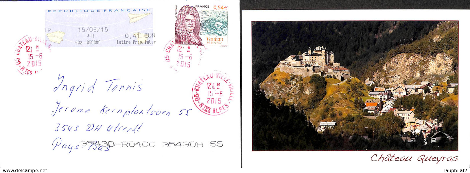 [917905]B/TB//O/Used-France 2015 - Hautes Alpes, Lettre + Carte , Châteaux - Châteaux