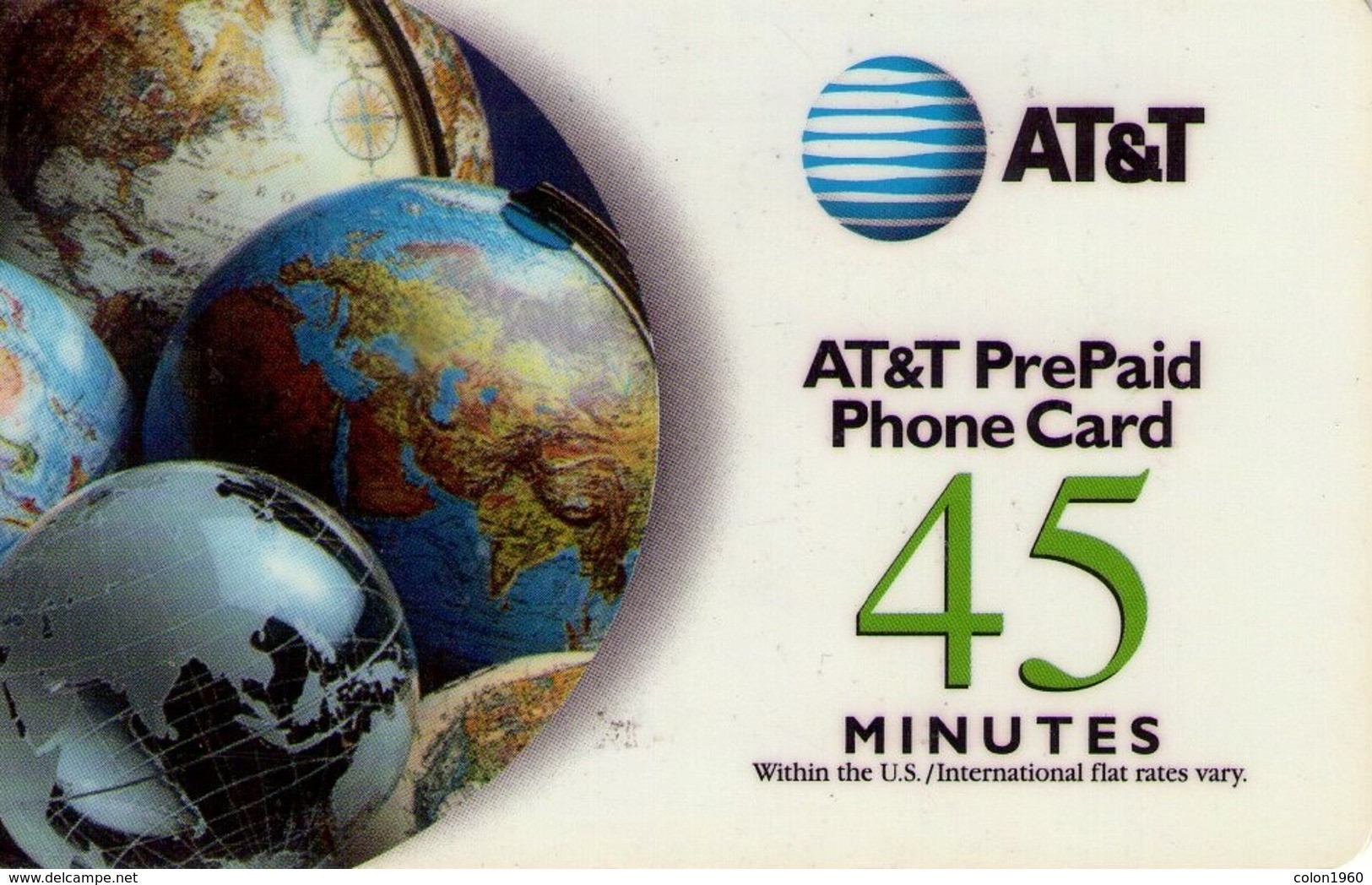 ESTADOS UNIDOS. US-ATT-0056A. AT&T Phone Card 4 Globes, 45 Green Minutes. 2001. (399) - AT&T