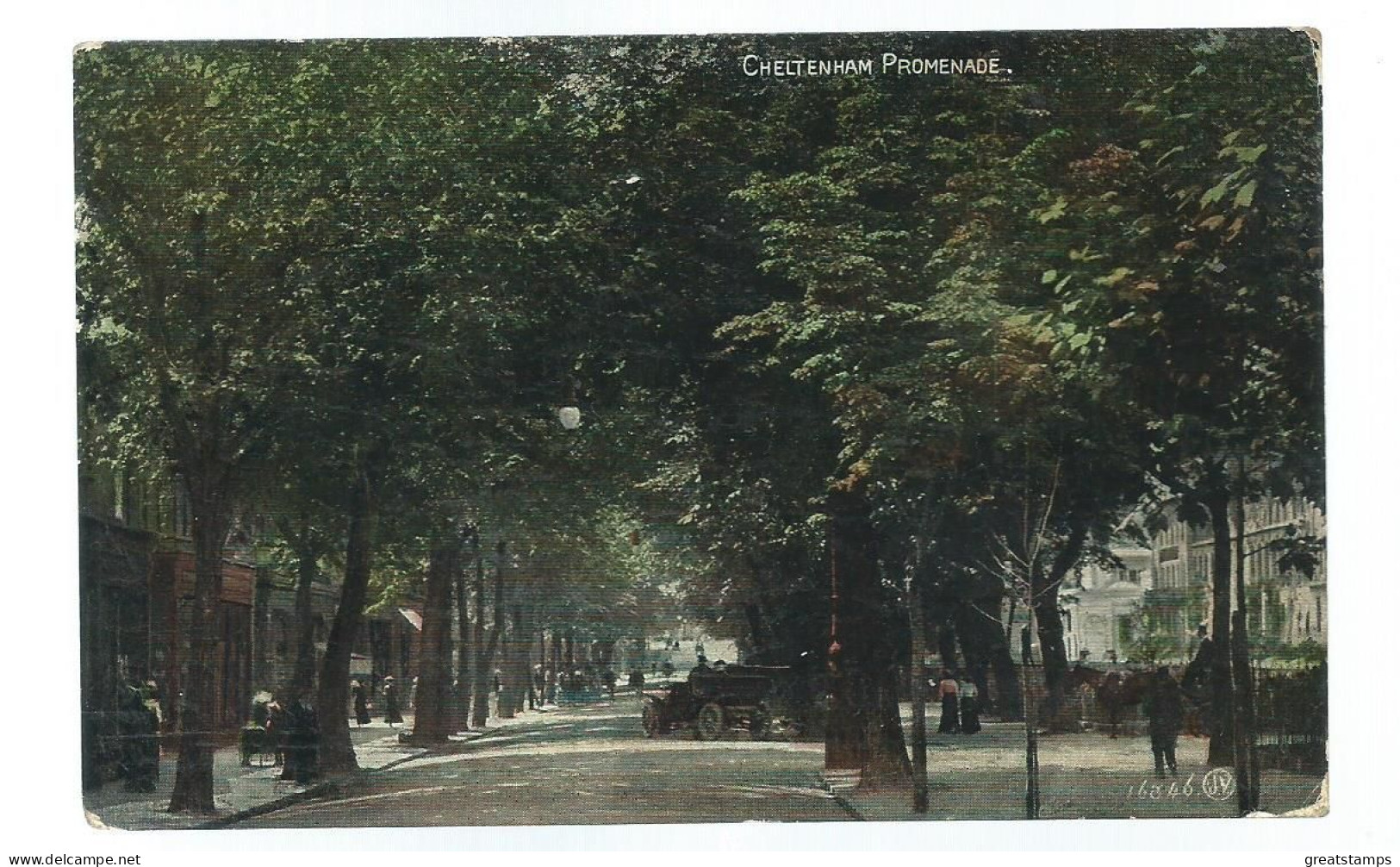 Gloucestershire  Postcard Cheltenham Promenade  Animated Old Car Posted 1907  Valentine's - Cheltenham