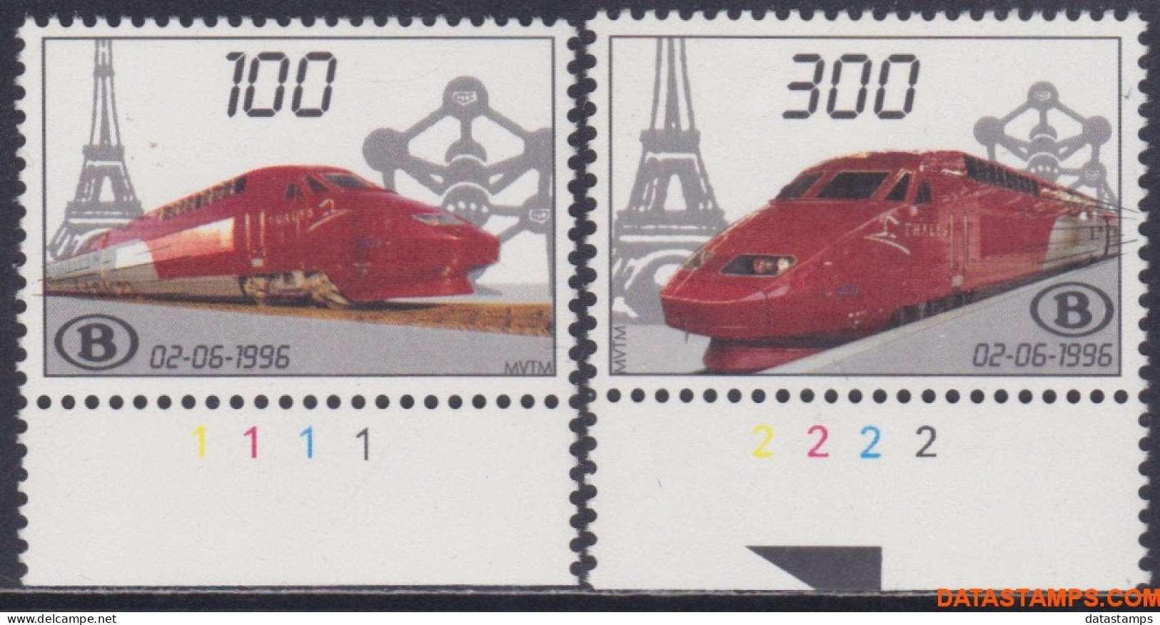 België 1996 - OBP:TRV 1/2, Plate Number - XX - Thalys High Speed Train - 1991-2000