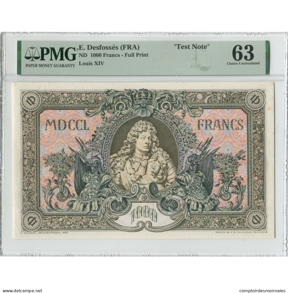 France, 1000 Francs, Louis XIV, Undated (1938), Proof, Gradée, PMG - Fiktive & Specimen