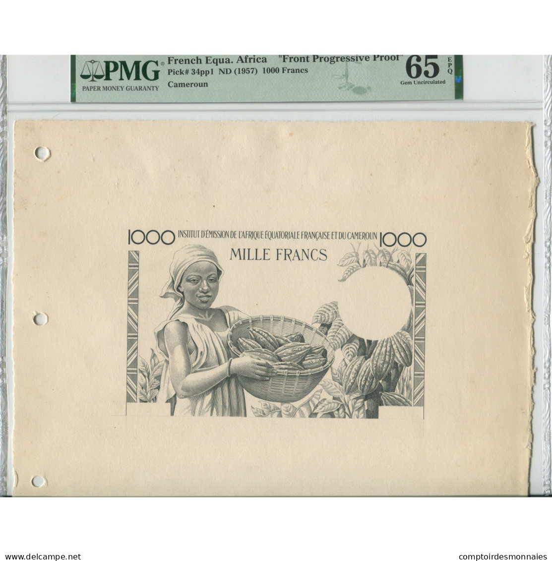 Billet, Afrique-Équatoriale Française, 1000 Francs, Undated (1957), Proof - Zentralafrikanische Staaten