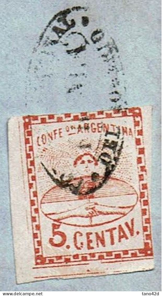 CTN83 - ARGENTINE CONFEDERATION 5c TYPE II GRAND CHIFFRE SUR LETTRE SANS CONTENU ROSARIO 20/9/1860 - Briefe U. Dokumente