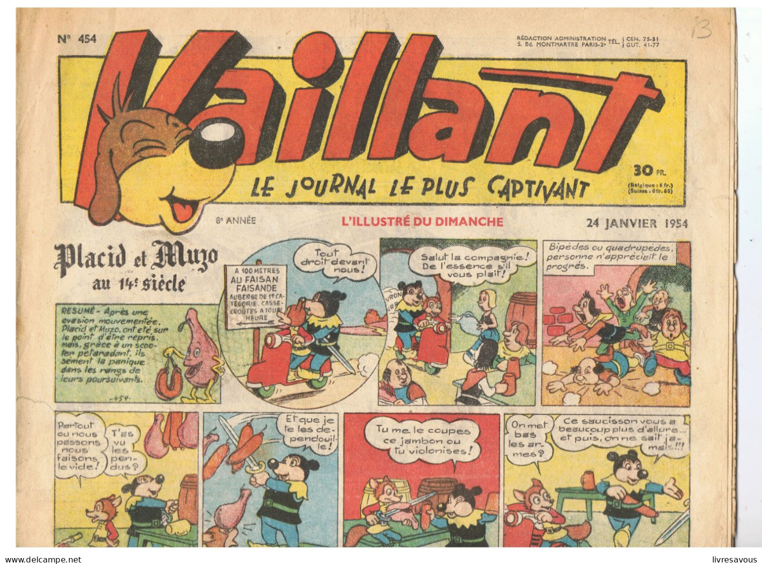 Vaillant N°454 Du 24 Janvier 1954 Le Journal Le Plus Captivant - Vaillant