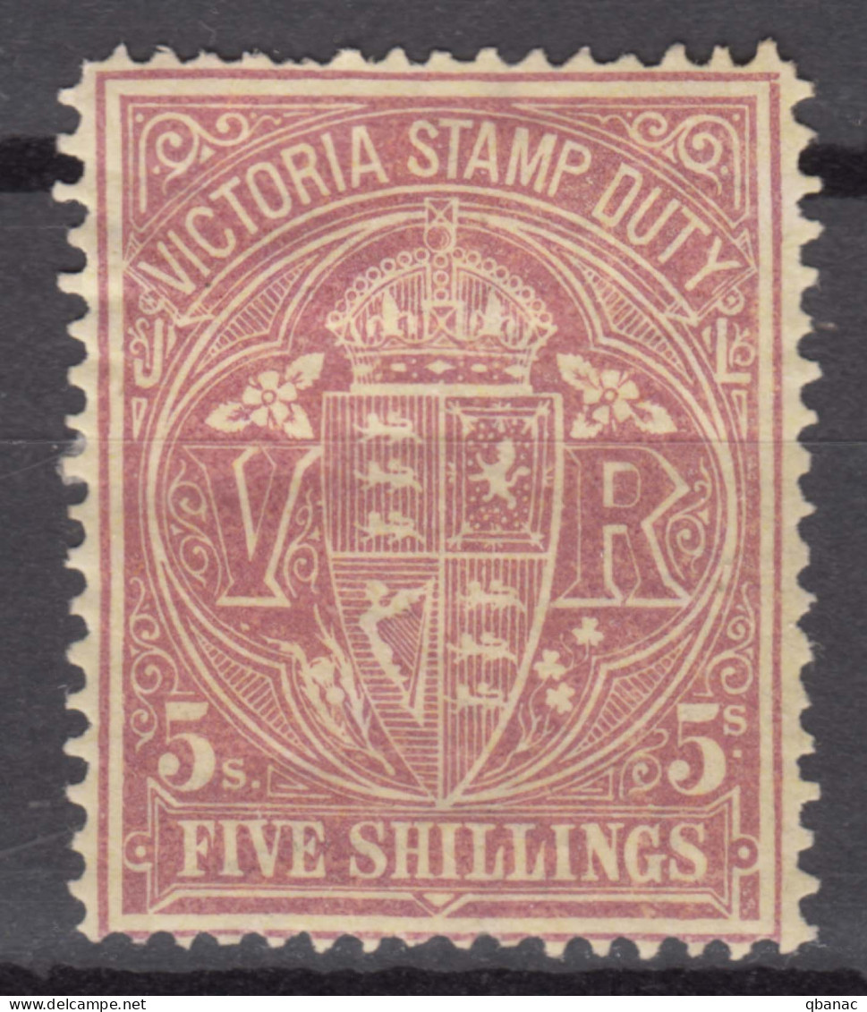 Australia States Victoria 1879 Stamp Duty 5 Shillings Mi#23 Mint Hinged - Neufs