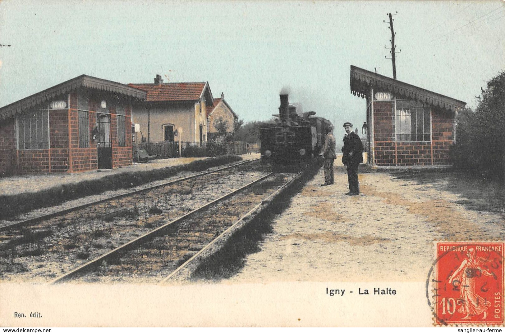 CPA 91 IGNY / LA HALTE / TRAIN / LOCOMOTIVE - Igny