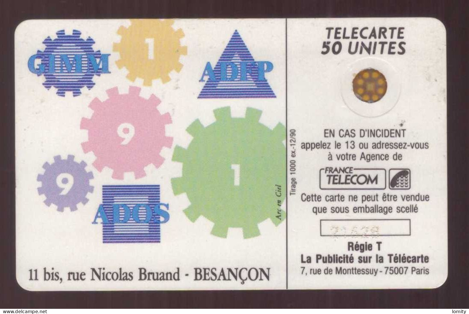 Télécarte GIMM Groupement Industries Mécaniques Microtechniques 1990 Tirage 1000ex 50U - Privées