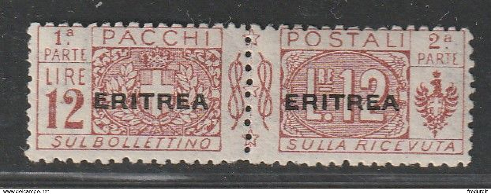 ERYTHREE - Colis Postaux N°19 * (1916-24) 12L Brun-rouge - Eritrée