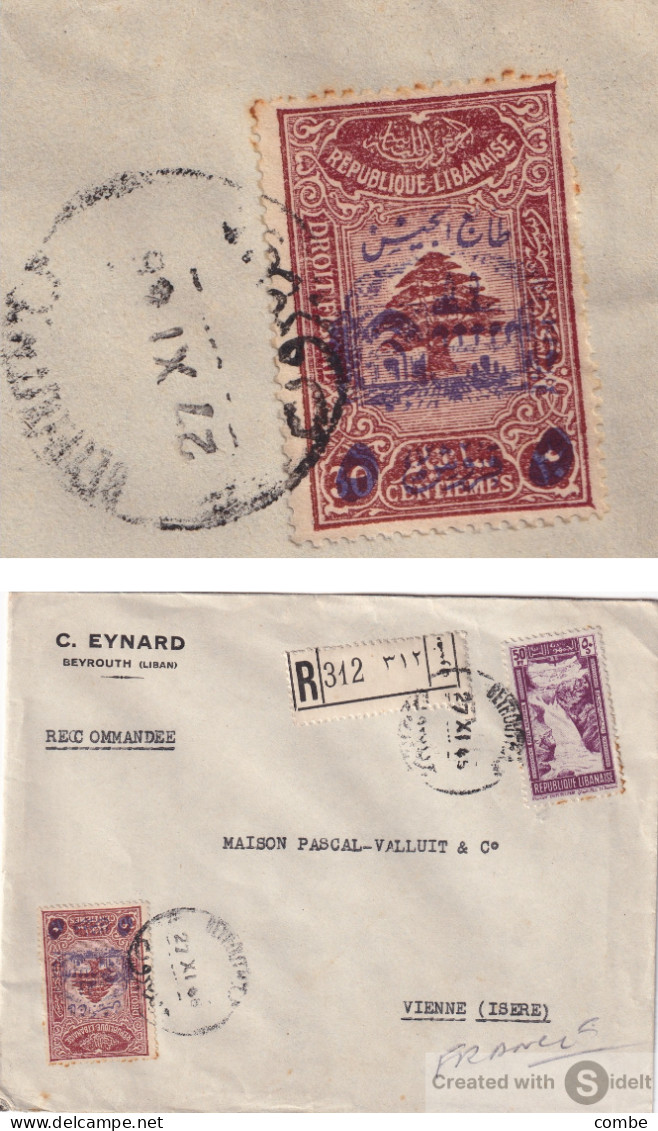 LETTRE GRAND LIBAN. RECOM. BEYROUTH 1946. C.EYNARD. ARMEE LIBANAISE N° 201B. POUR LA FRANCE  / 1321 - Lettres & Documents