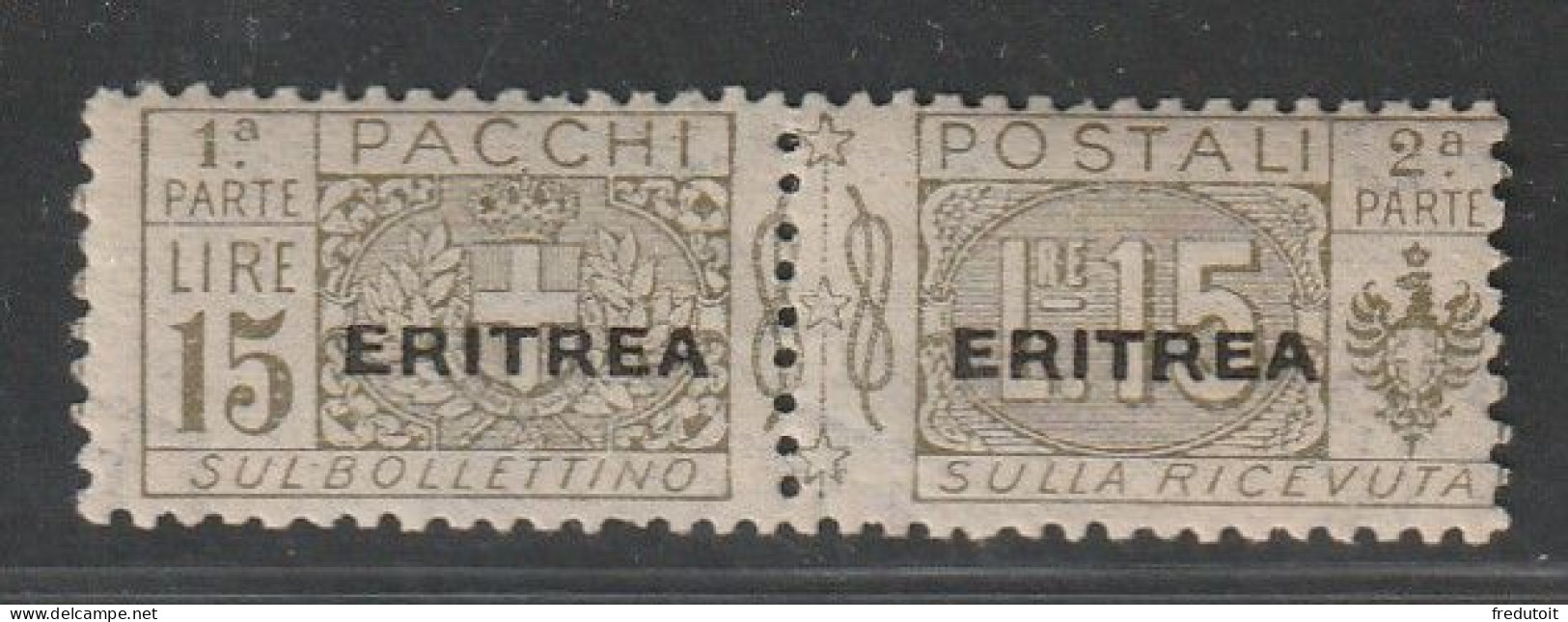 ERYTHREE - Colis Postaux N°20 * (1916-24) 15L Olive - Eritrea