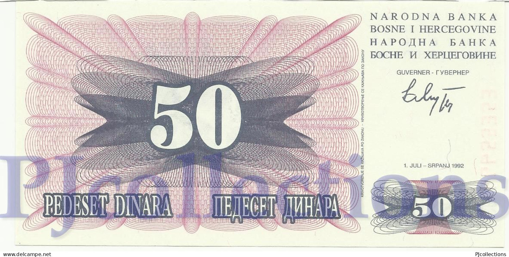 BOSNIA HERZEGOVINA 50 DINARA 1992 PICK 12a UNC - Bosnie-Herzegovine