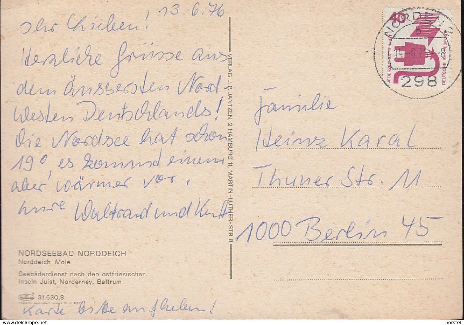 D-26506 Norddeich - Altes Luftbild - Hafen - Fähren - Harbour - Bahnhof - Nice Stamp - Norden