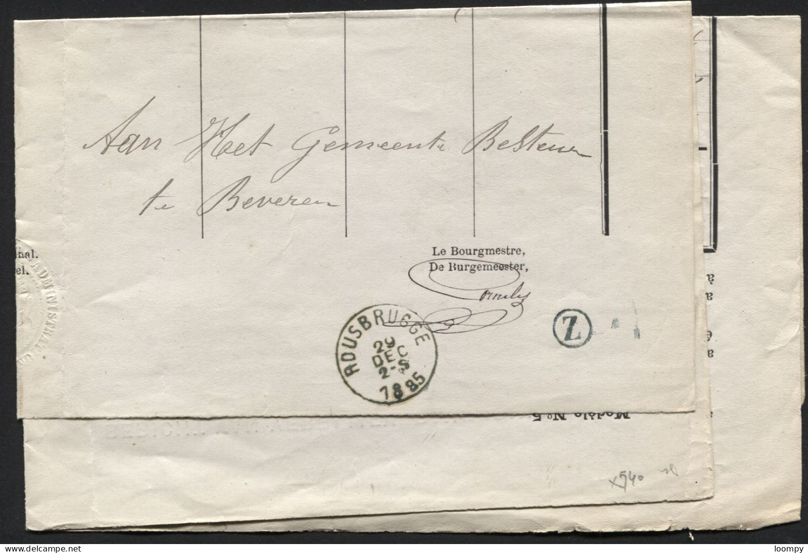 Avis De Changement De Résidence Boîte Rurale Z De STAVELE + Càd ROUSBRUGGE Vers Beveren 1883 (x540) - Rural Post