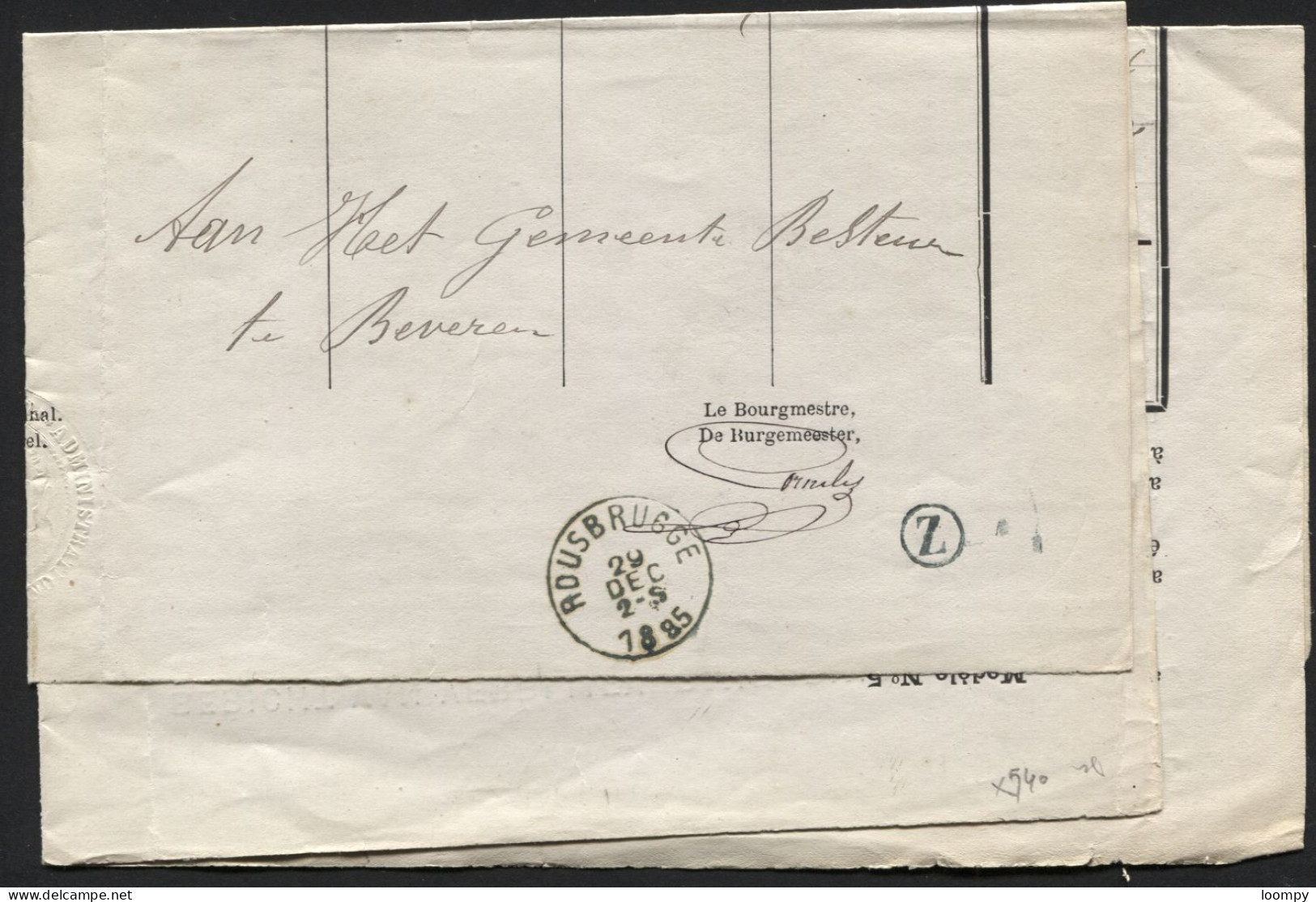 Avis De Changement De Résidence Boîte Rurale Z De STAVELE + Càd ROUSBRUGGE Vers Beveren 1883 (x540) - Landelijks Post