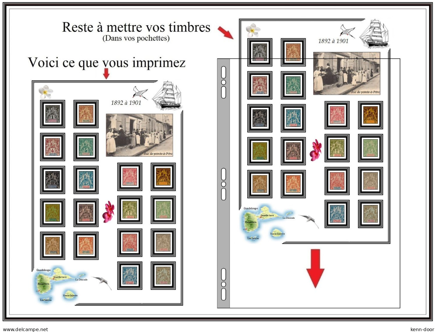 GUADELOUPE  Albums de timbres à imprimer   EDITION 2023