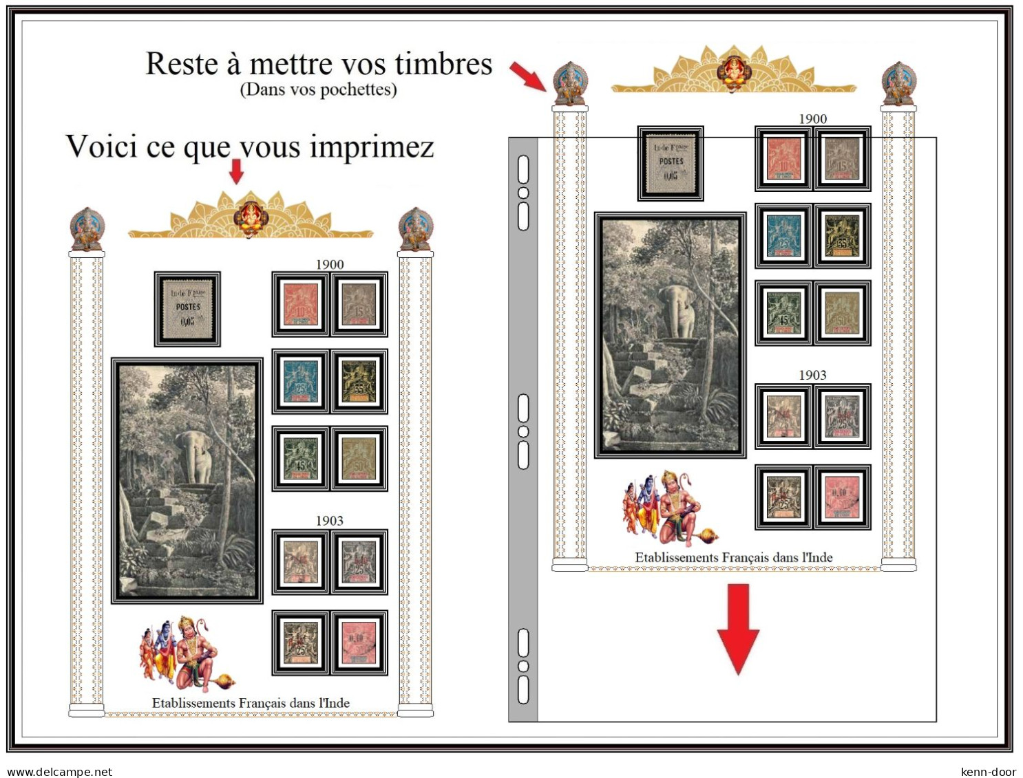 Etablissements dans l' INDE  Albums de timbres à imprimer  EDITION 2023