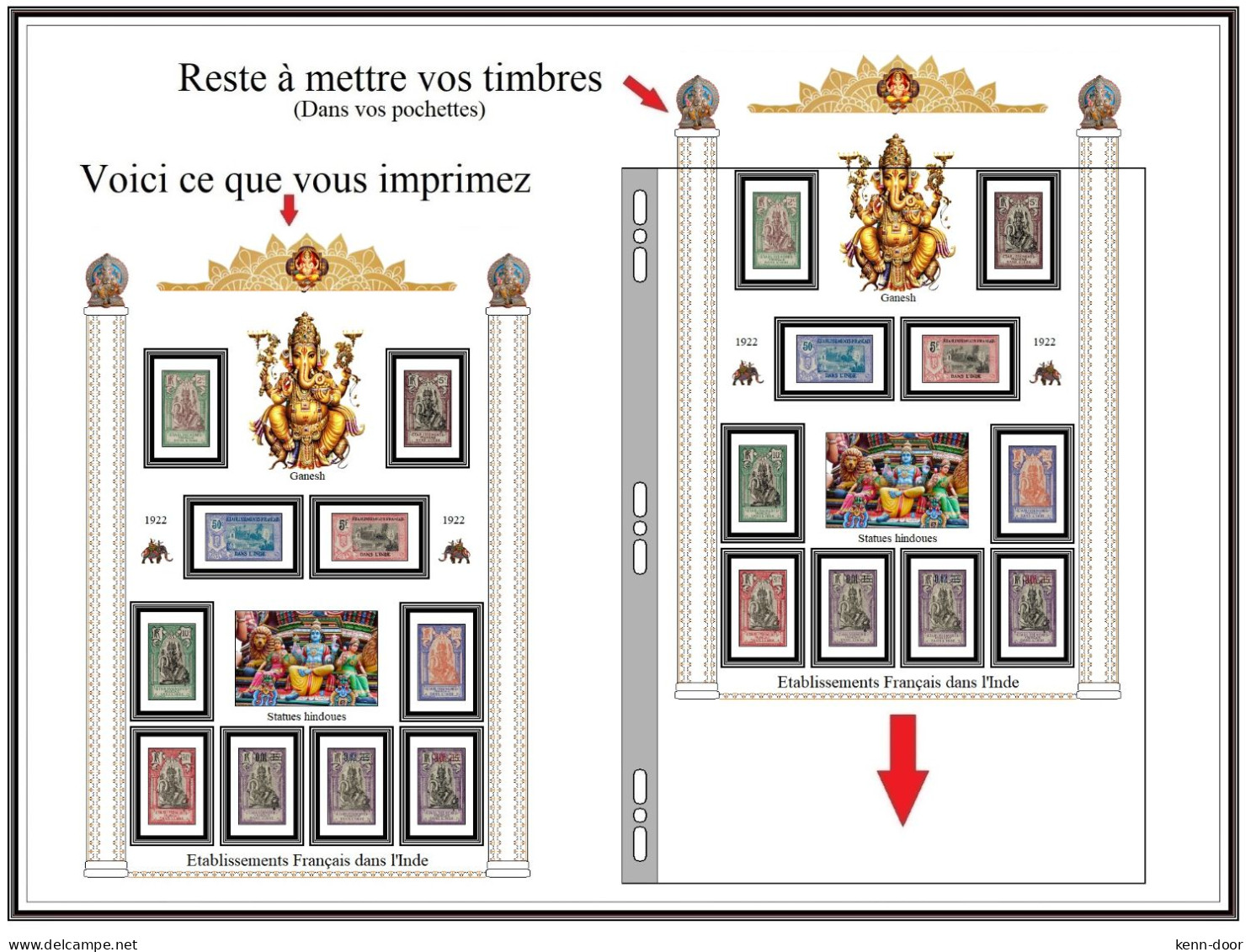 Etablissements dans l' INDE  Albums de timbres à imprimer  EDITION 2023