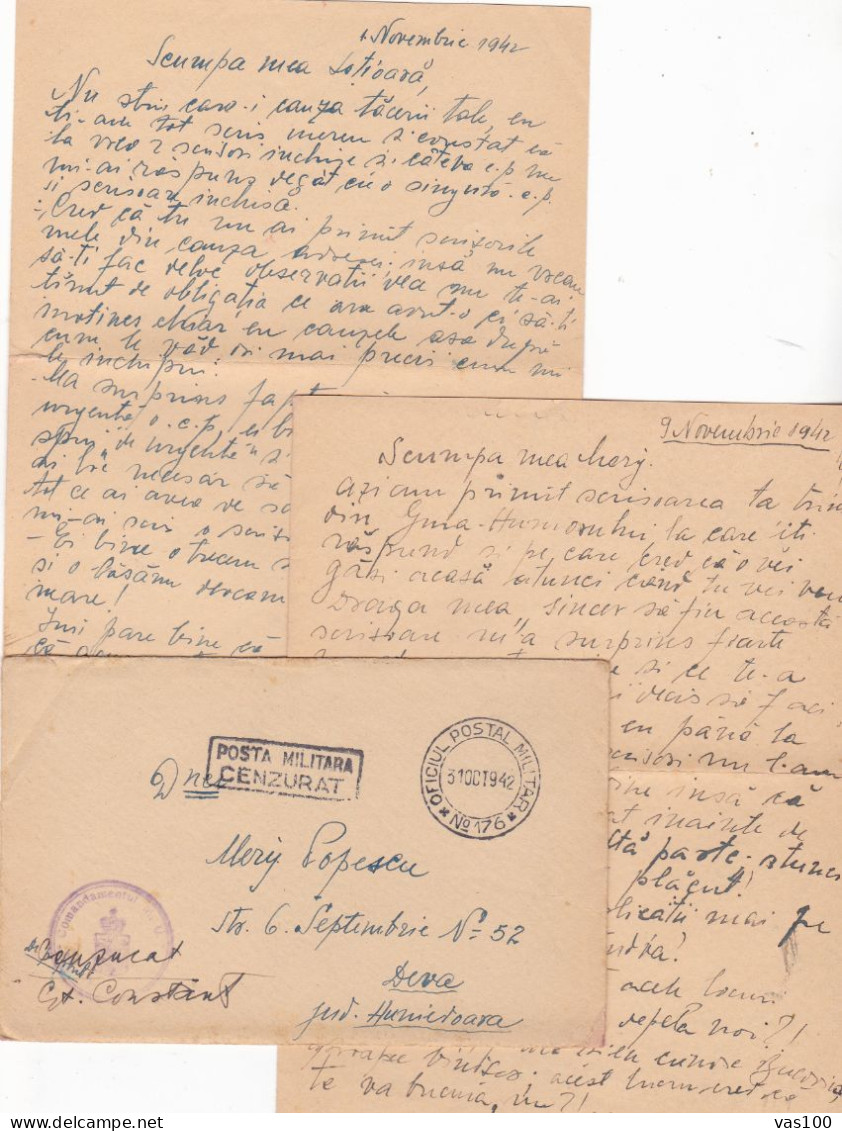 Romania, 1942, WWII Military Censored CENSOR ,COVERS + LETTRE  POSTMARK OPM #176 - 2de Wereldoorlog (Brieven)