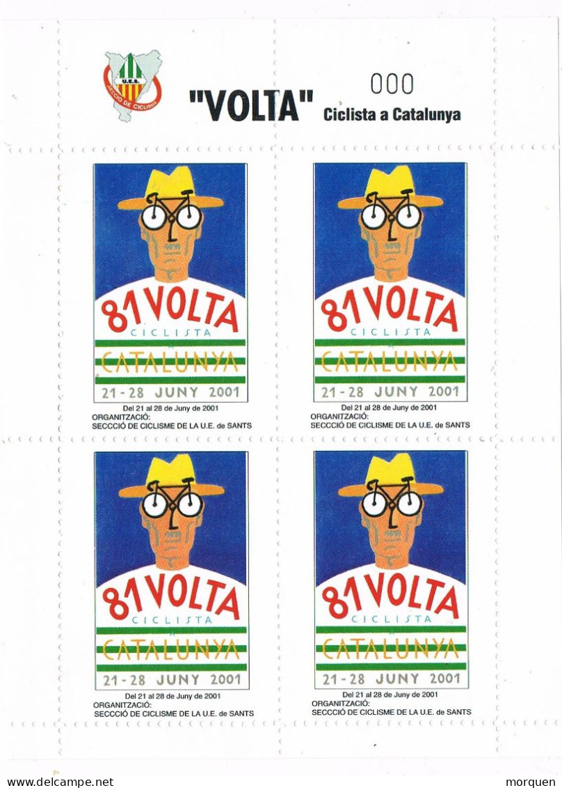 Hojita 4 Viñetas, Label, Cinderella. VOLTA Ciclista Catalunya  1998. Muestra Numeracion CEROS, Dentada ** - Plaatfouten & Curiosa