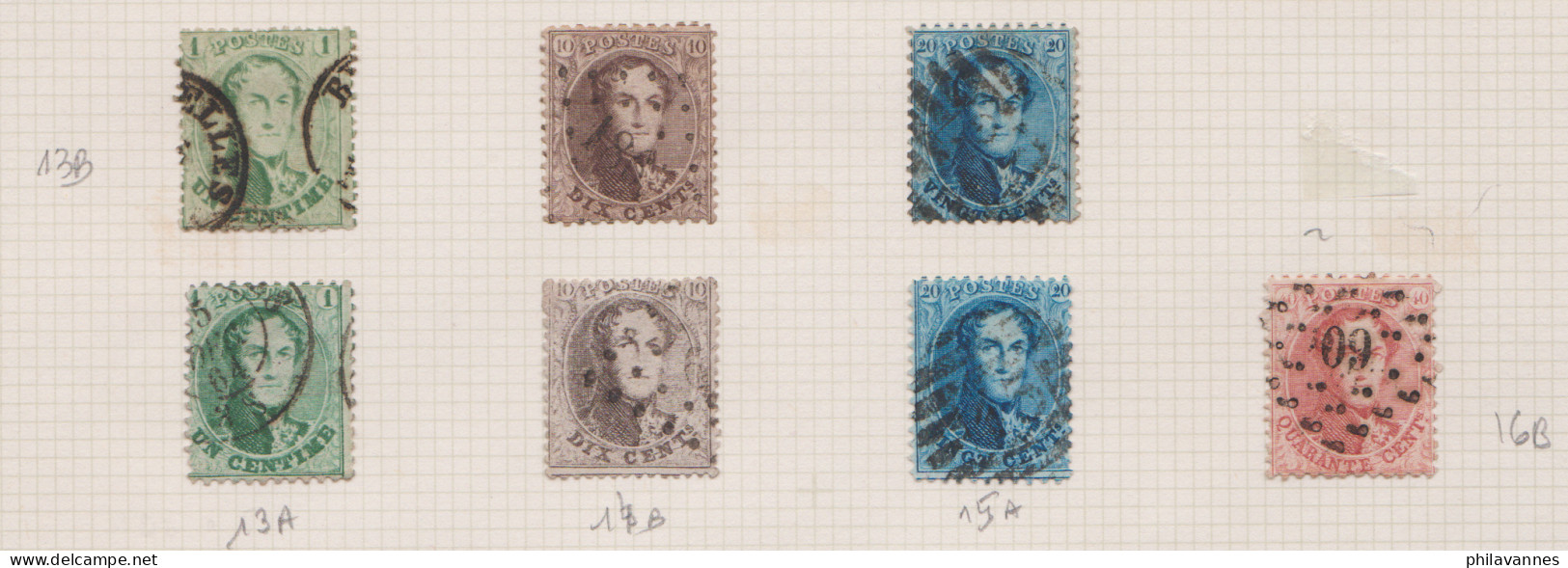 7 Timbres  Acec A&B ,n°13+14+15+16+ , Cote 170€ ( SN23/1.3) - 1849-1865 Medaillons (Varia)