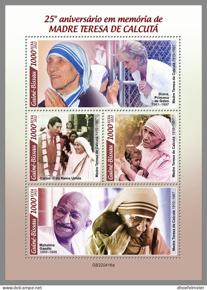 GUINEA BISSAU 2022 MNH Mother Teresa Mutter Teresa Mere Teresa M/S - OFFICIAL ISSUE - DHQ2311 - Mère Teresa