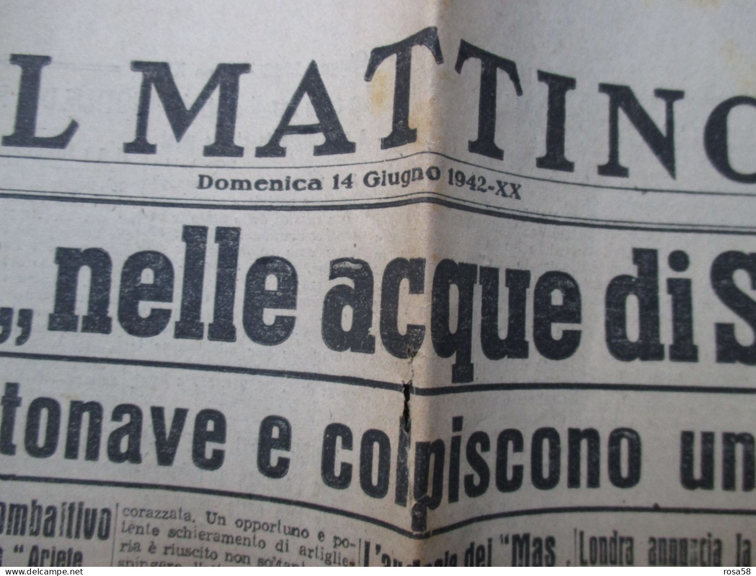 14.6.1942 Quotidiano IL MATTINO Napoli Nostri MAS Acque Sebastopoli Ecc. - Guerra 1939-45