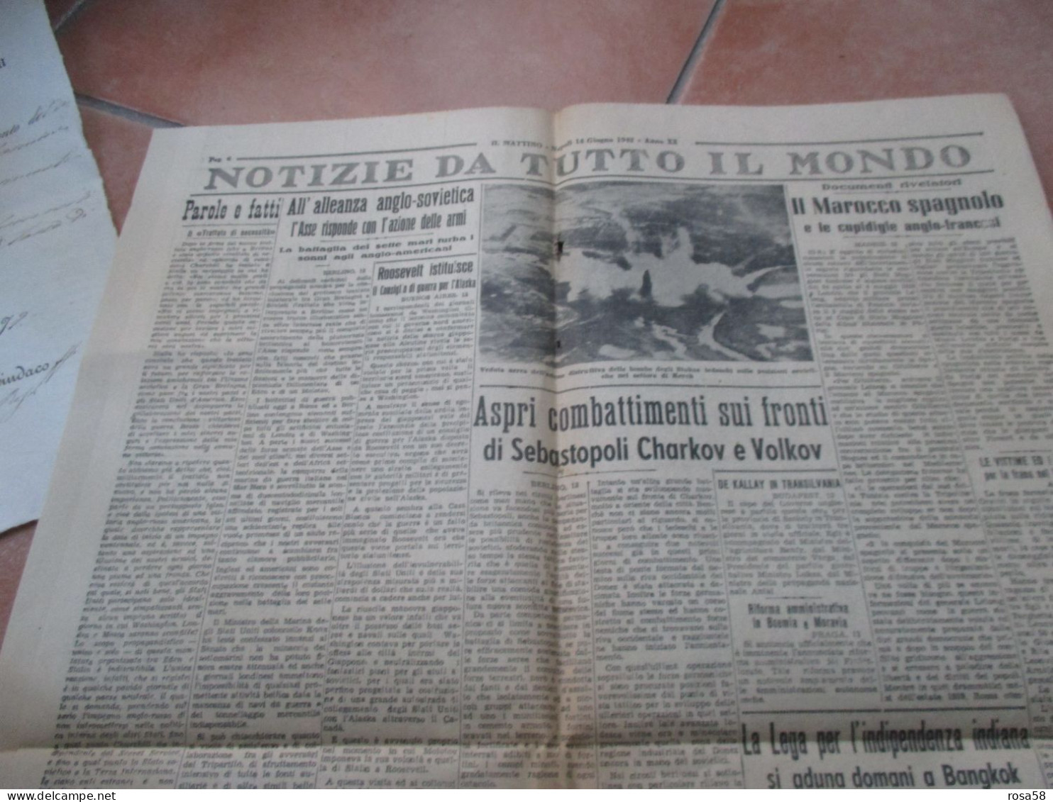 14.6.1942 Quotidiano IL MATTINO Napoli Nostri MAS Acque Sebastopoli Ecc. - Weltkrieg 1939-45