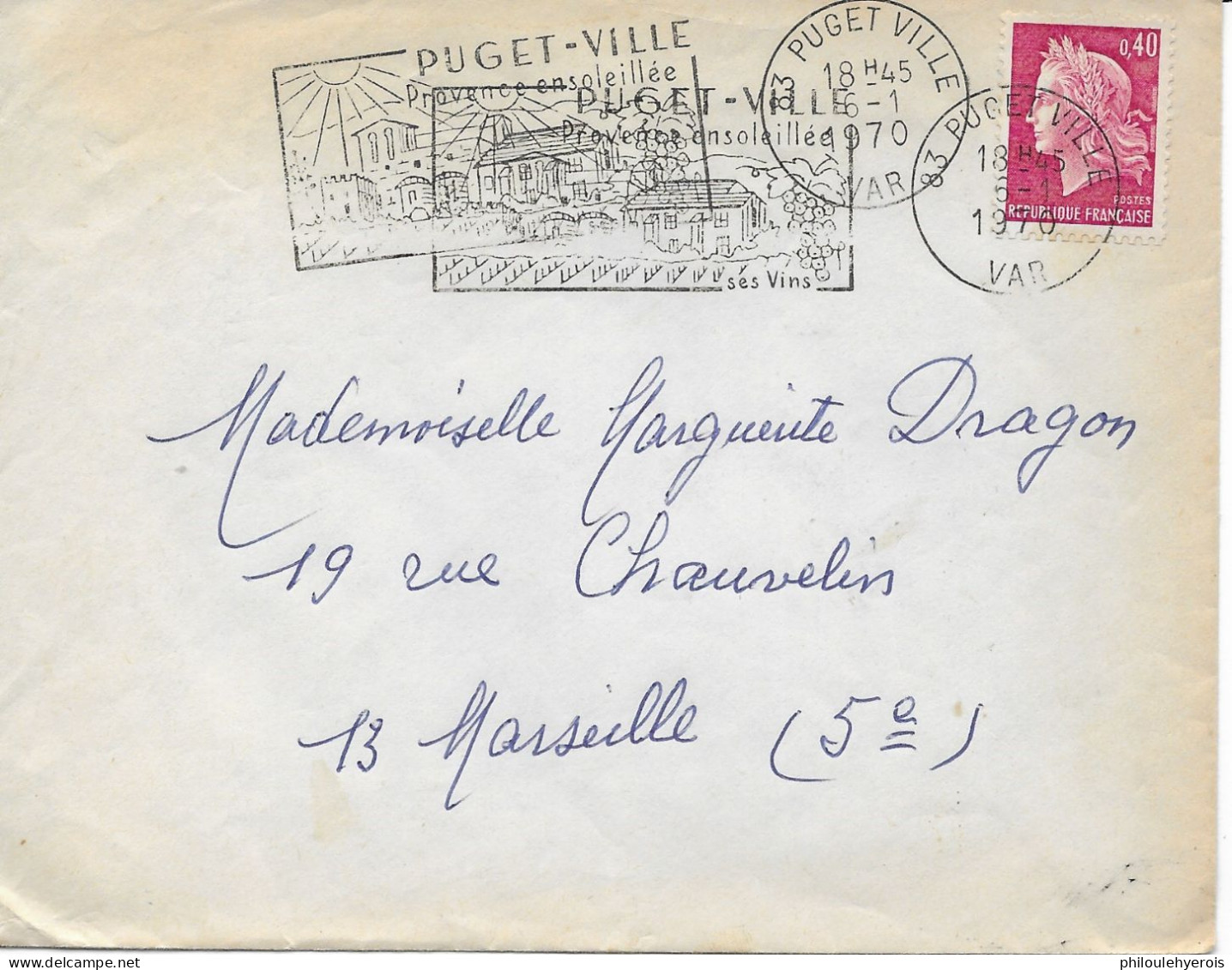 PUGET VILLE (83) Double Frappe De L'oblitération1970 Pour MARSEILLE (13) - Non Classés