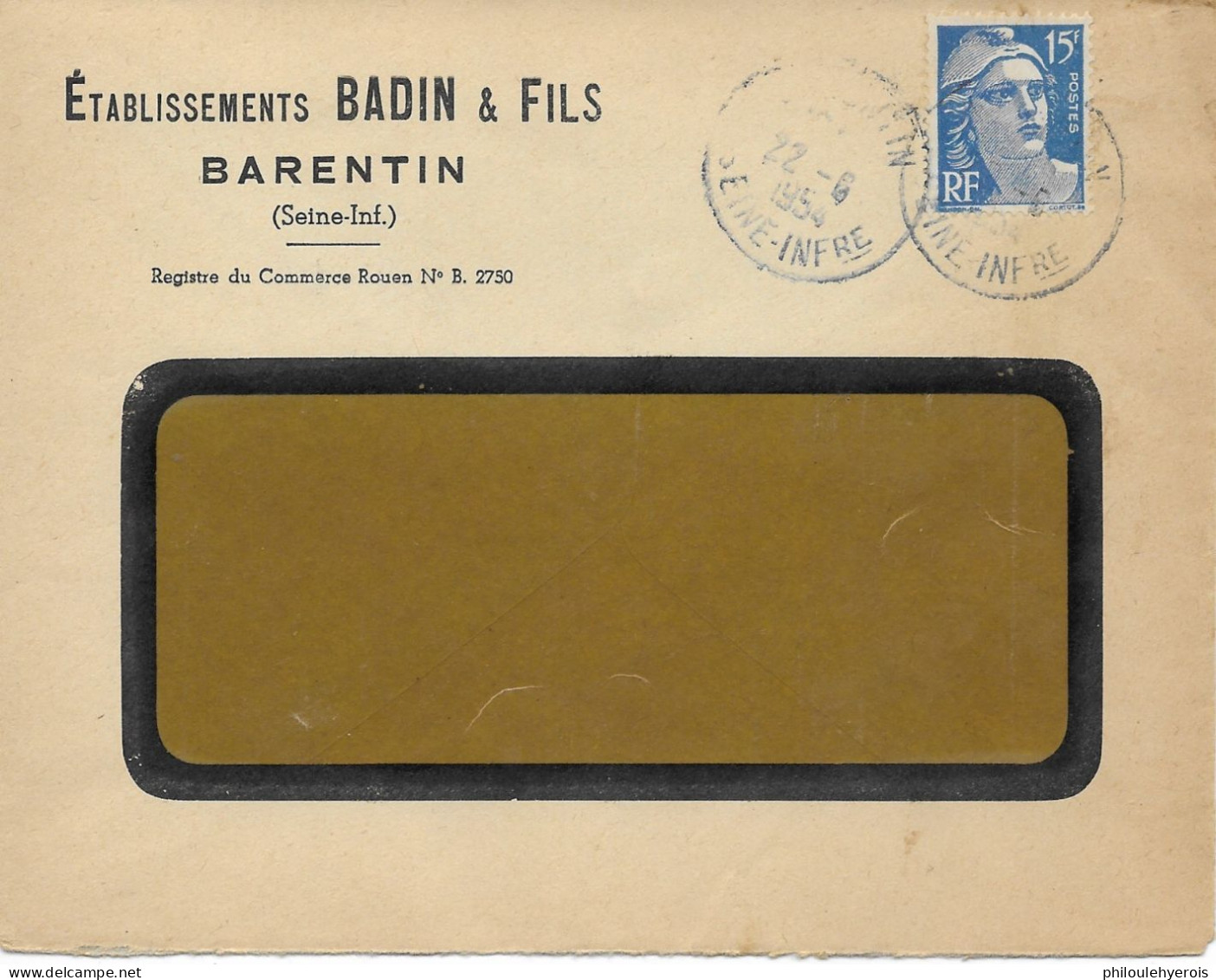 BARENTIN (76) établissement Badin Et Fils 1954 - Non Classés